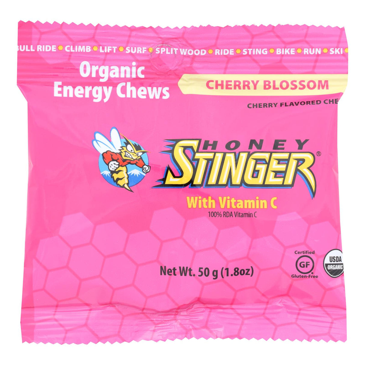 Organic Honey Stinger Energy Chews | Cherry Blossom Flavor | 1.8 Oz - Pack of 12 - Cozy Farm