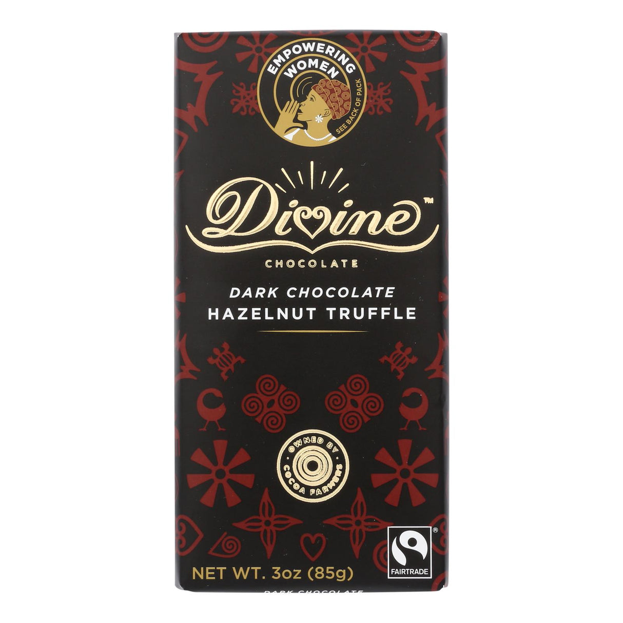 Divine Bar Dark Chocolate Hazelnut Truffle (Pack of 12 - 3 Oz.) - Cozy Farm