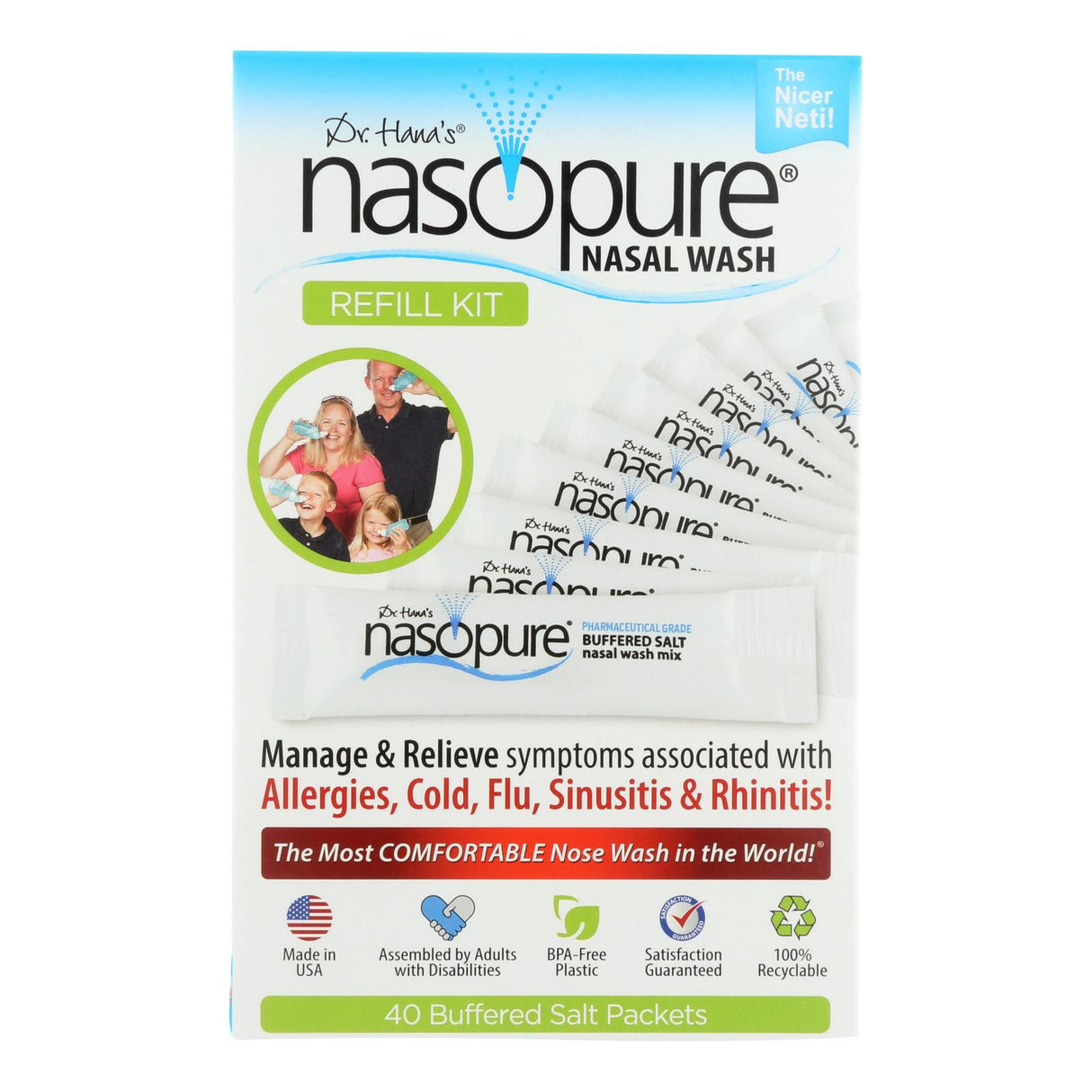 Dr. Hana's Nasopure Nasal Wash Refill Kit, 40 Premixed Packets - Cozy Farm