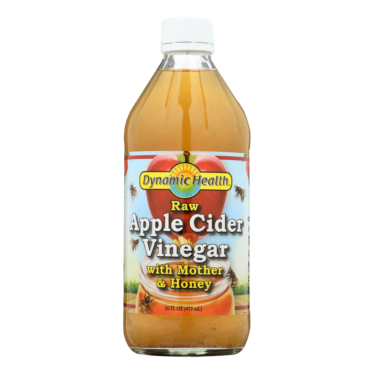 Dynamic Health Apple Cider Vinegar with The Mother and Honey - 16 Oz Glass Bottle - Cozy Farm