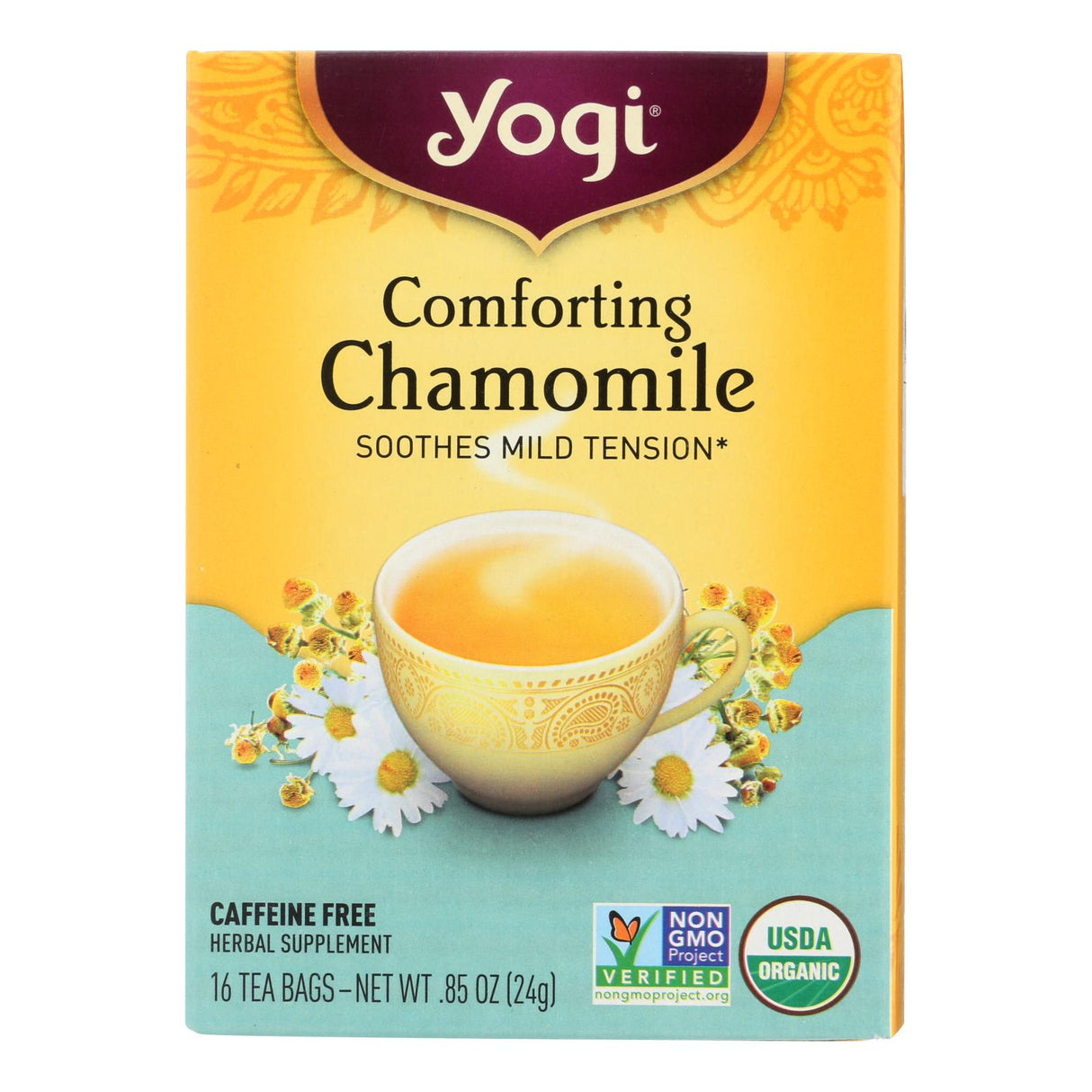 Yogi Tea Organic Comforting Chamomile - Calming Herbal Tea Bags for Relaxation and Sleep (Pack of 6 - 16 Bags) - Cozy Farm