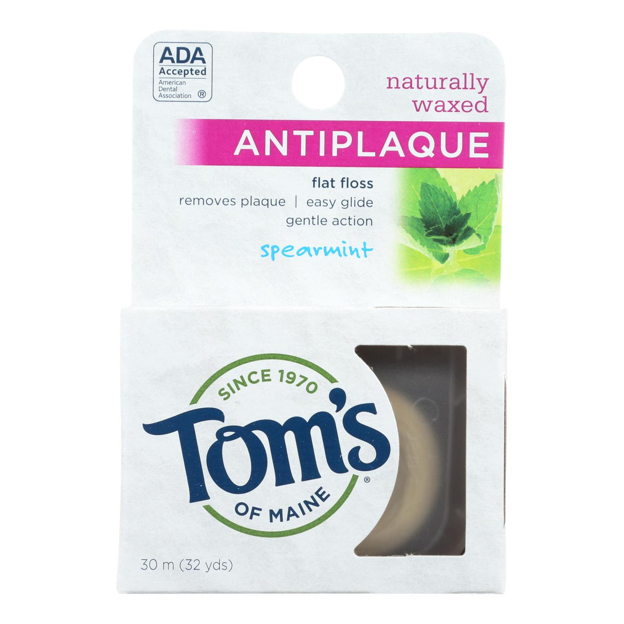 Tom's of Maine Antiplaque Waxed Dental Floss in Spearmint, 32 Yards per Pack (Pack of 6) - Cozy Farm