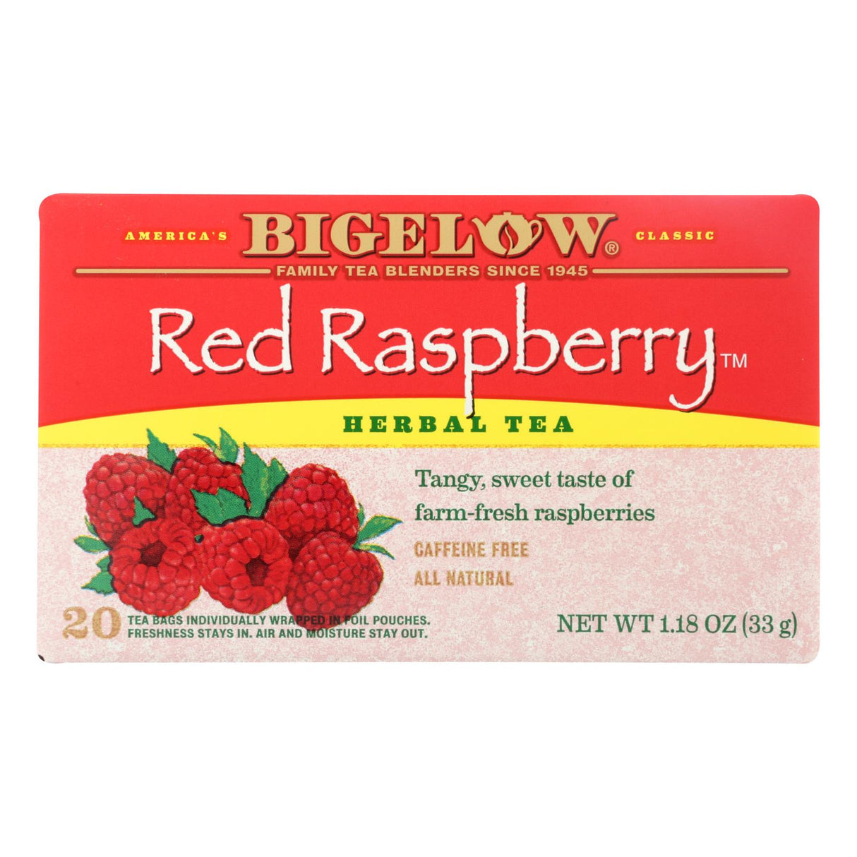 Bigelow Tea Herbal Tea, Red Raspberry Bliss 20 Tea Bags, (Pack of 6) - Cozy Farm