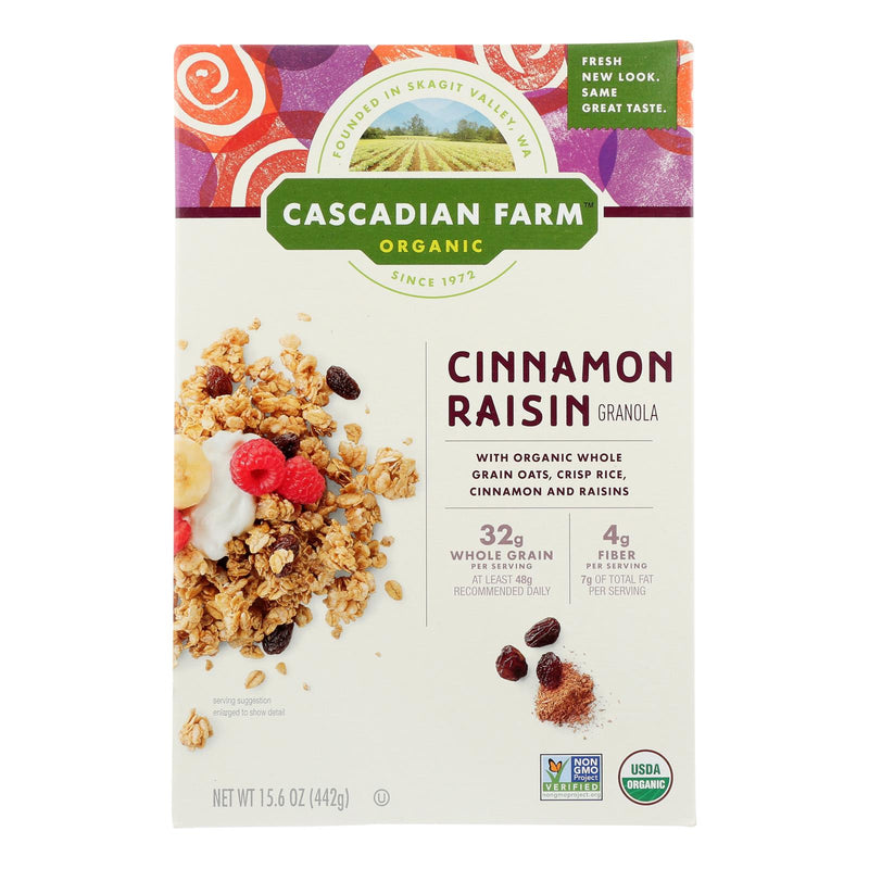Cascadian Farm Organic Cinnamon Raisin Granola Cereal, 15.6 Oz. Pack of 6 - Cozy Farm 