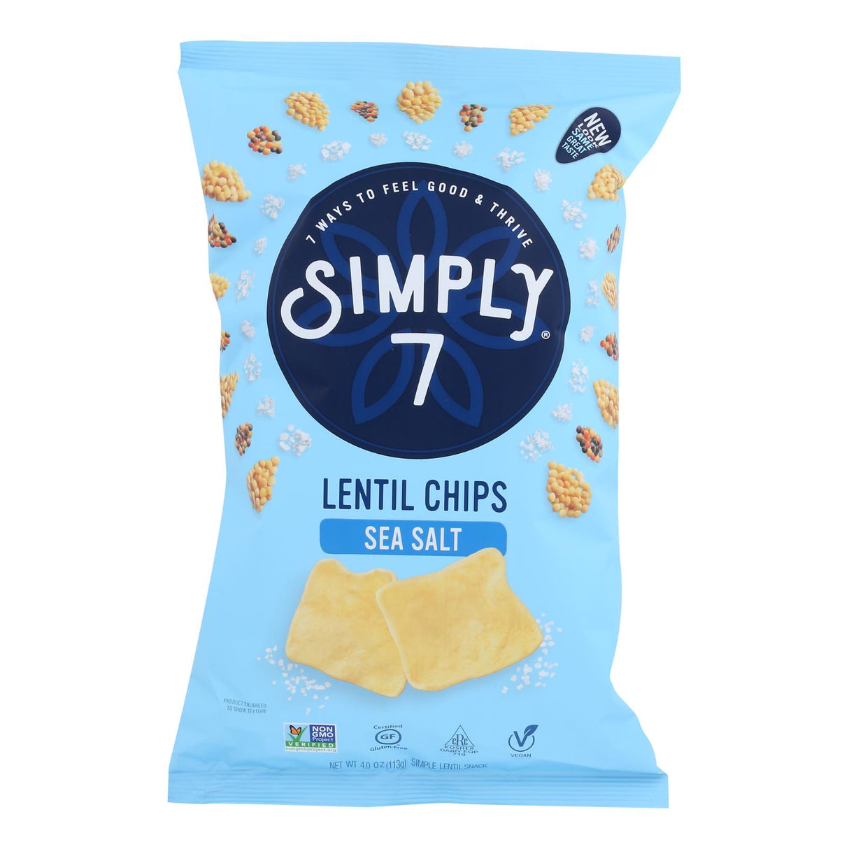 Simply 7 Lentil Chips (Pack of 12) - Sea Salt - 4 Oz. - Cozy Farm