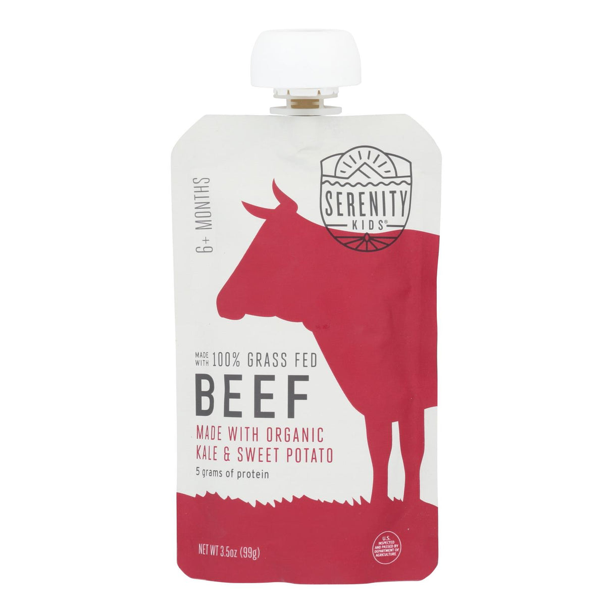 Serenity Kids Beef Kale Puree Pouches - 3.5 Oz (Pack of 6) - Cozy Farm