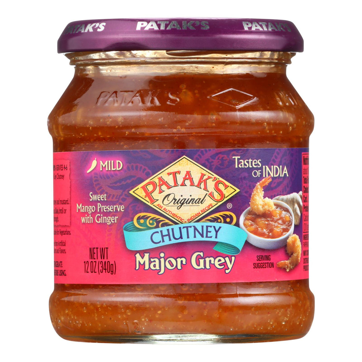 Patak's Major Grey's Mild Chutney, 12 fl oz, Pack of 6 - Cozy Farm