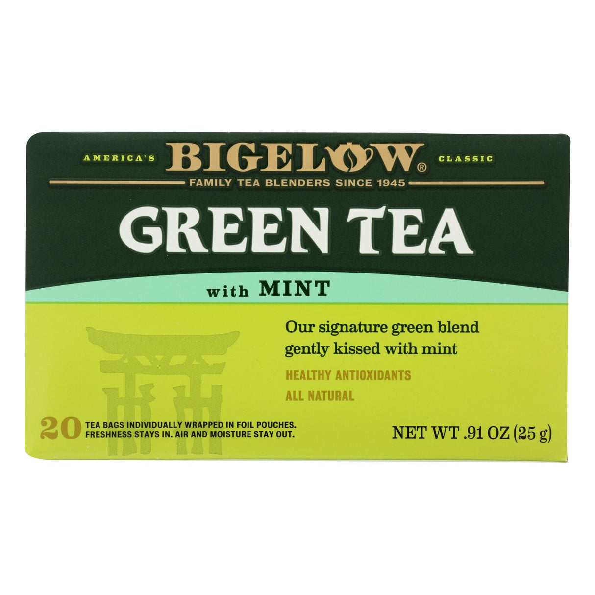 Bigelow Classic Green Tea with Refreshing Mint (Pack of 6 - 20 Count Tea Bags) - Cozy Farm