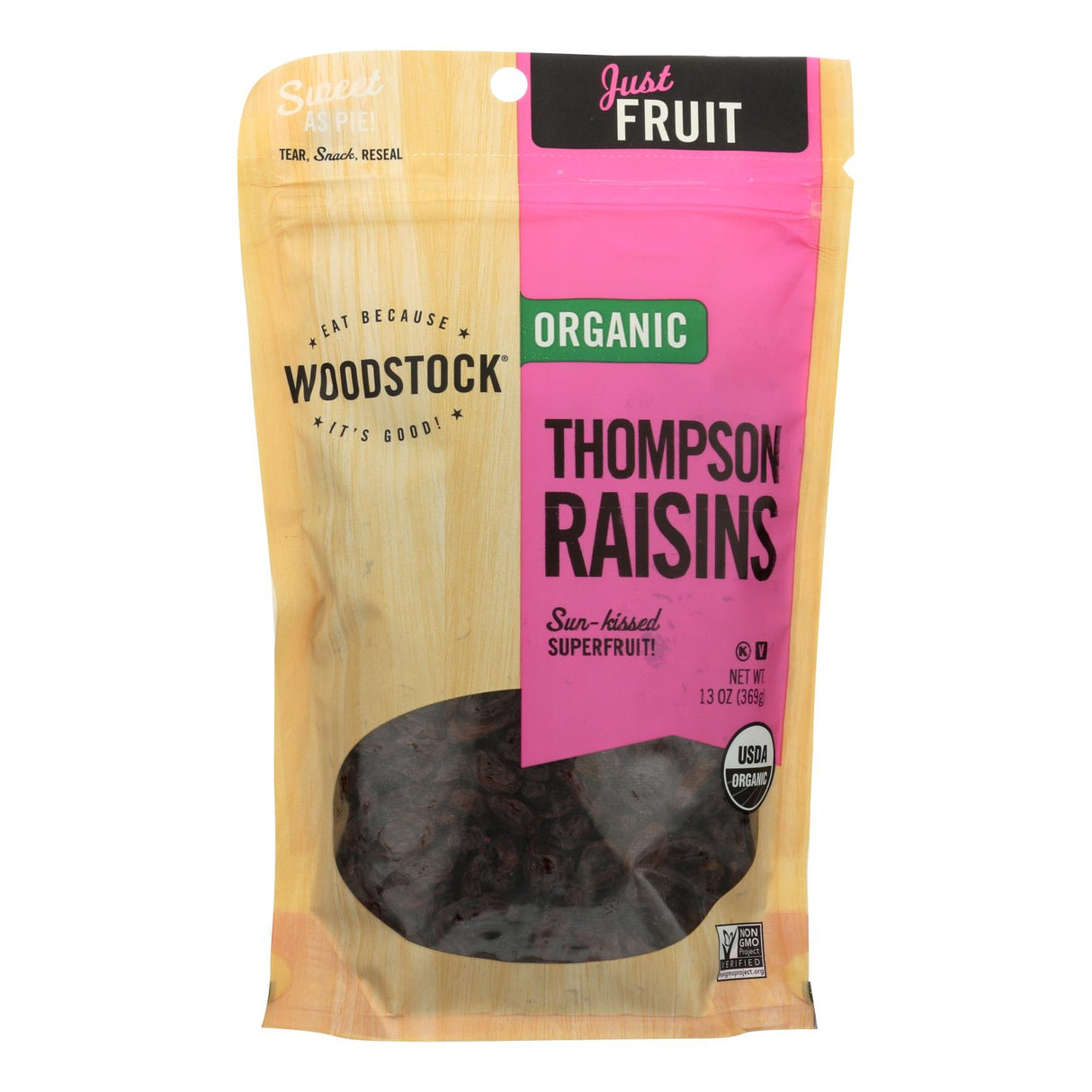Woodstock Organic Unsweetened Raisins (13 Oz., Pack of 8) - Cozy Farm