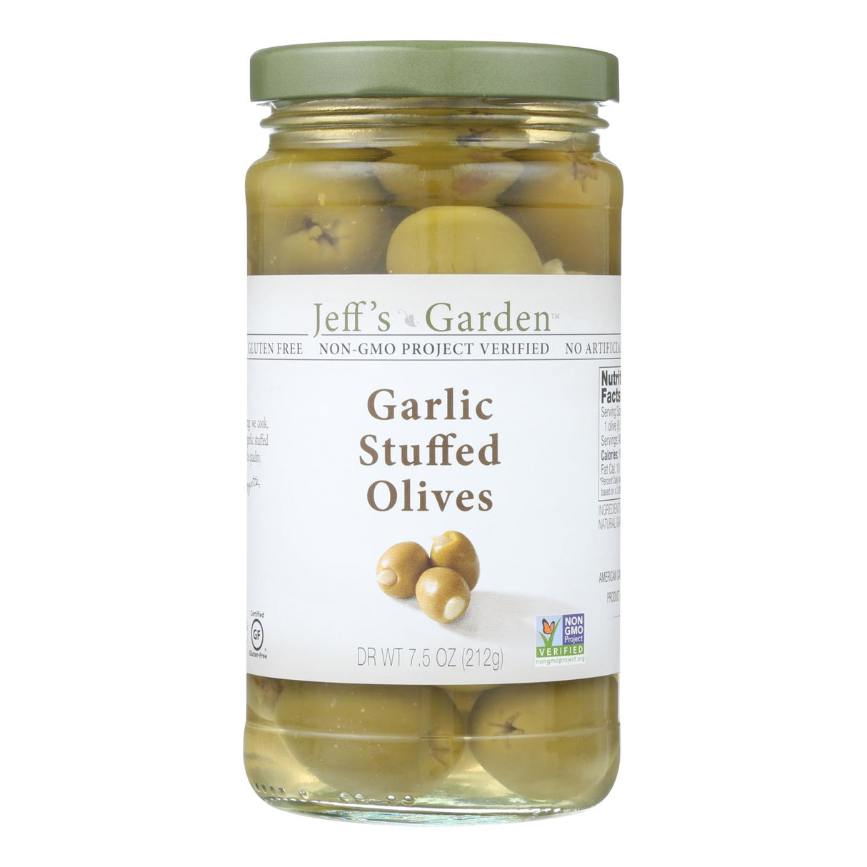 Jeff's Natural Garlic-Stuffed Olives - 6-Pack Case (7.5 oz. Each) - Cozy Farm