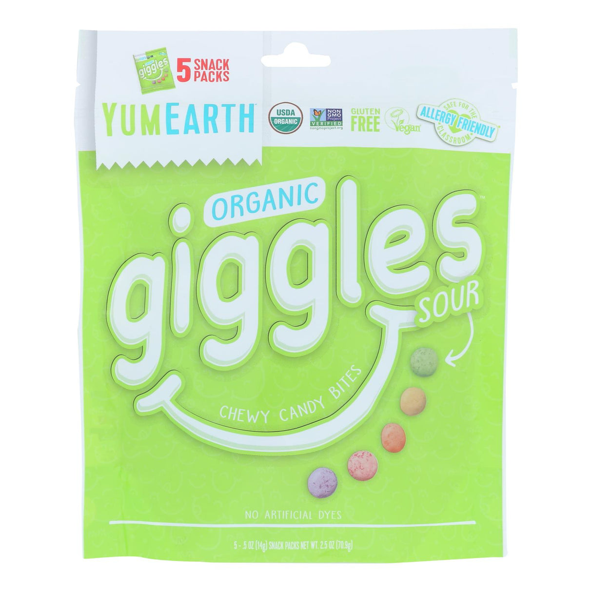 YumEarth Giggles Sour Organic Candy, Individually Wrapped Fruit Flavored, 5.5 oz Pack of 12 - Cozy Farm