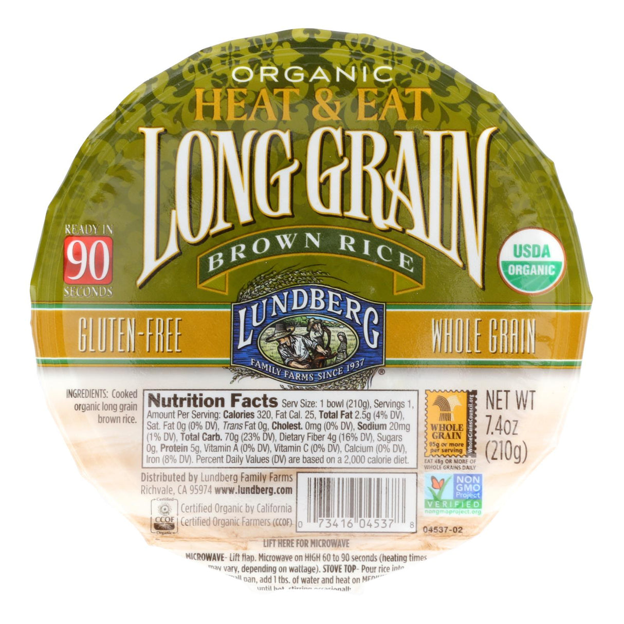 Lundberg Family Farms Organic Long Grain Brown Rice, 12 pack (7.4 oz. per bag) - Cozy Farm