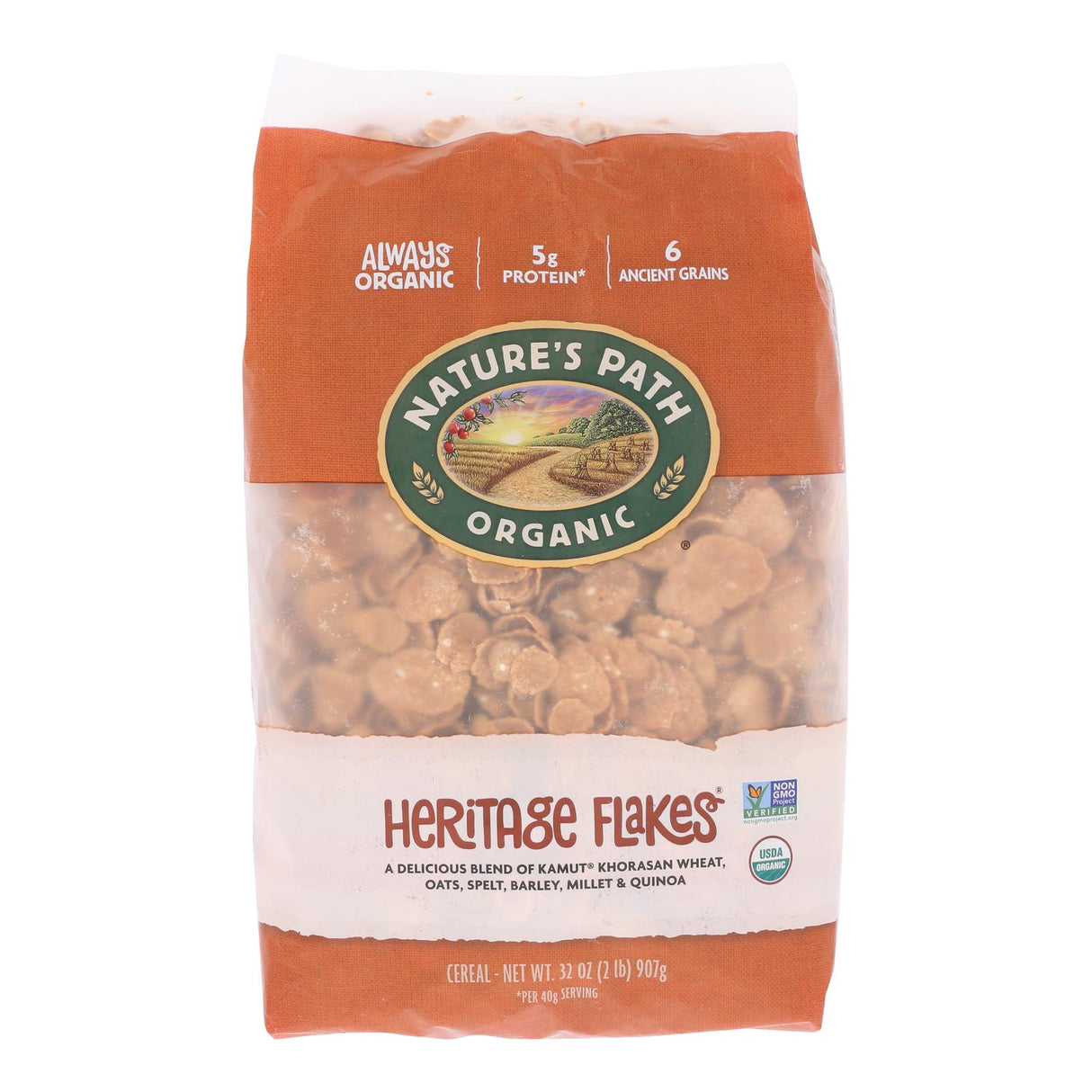 Nature's Path Organic Heritage Flakes Cereal (Pack of 6 - 32 Oz.): 100% Whole Grain Goodness - Cozy Farm
