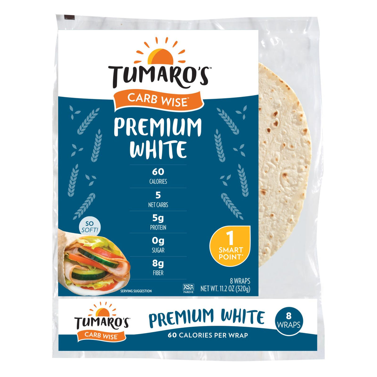Tumaro's 8-Inch Premium White Carb-Wise Wraps, Six 8-Count Packs - Cozy Farm