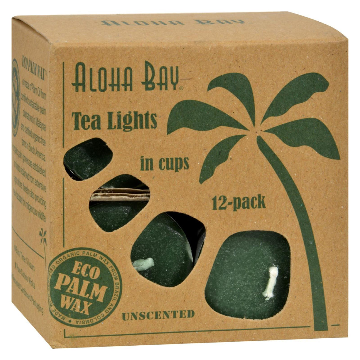 Aloha Bay Green Tea Lights, Pack of 12, 0.7 Oz Each - Cozy Farm