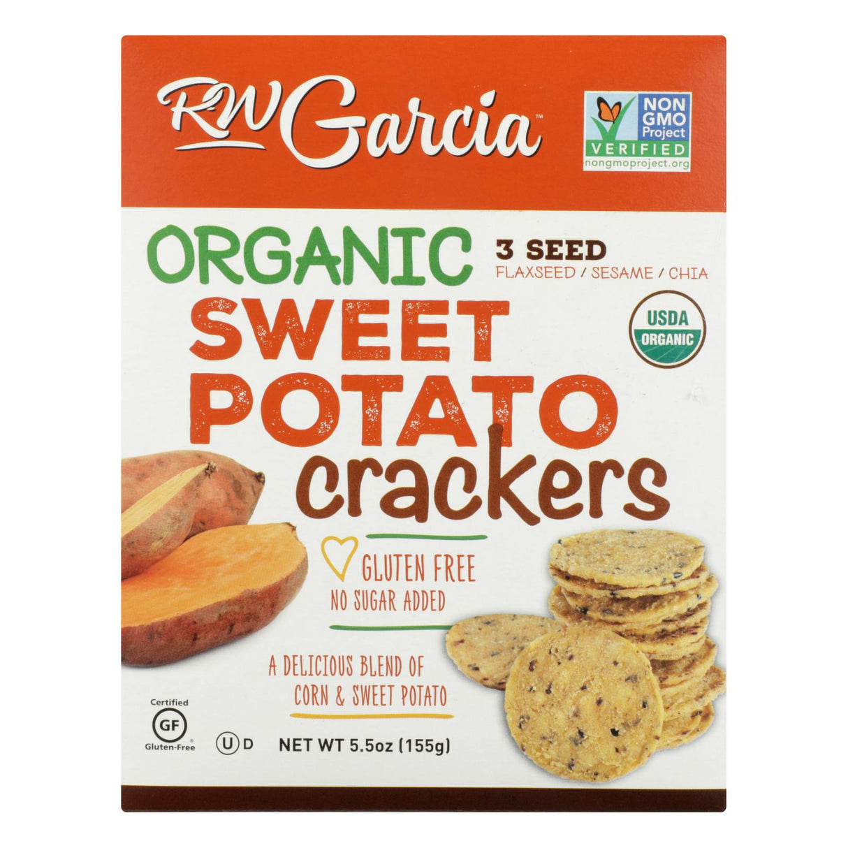 R.W. Garcia Sweet Potato Crackers, 5.5 Oz. Pack of 6 - Cozy Farm