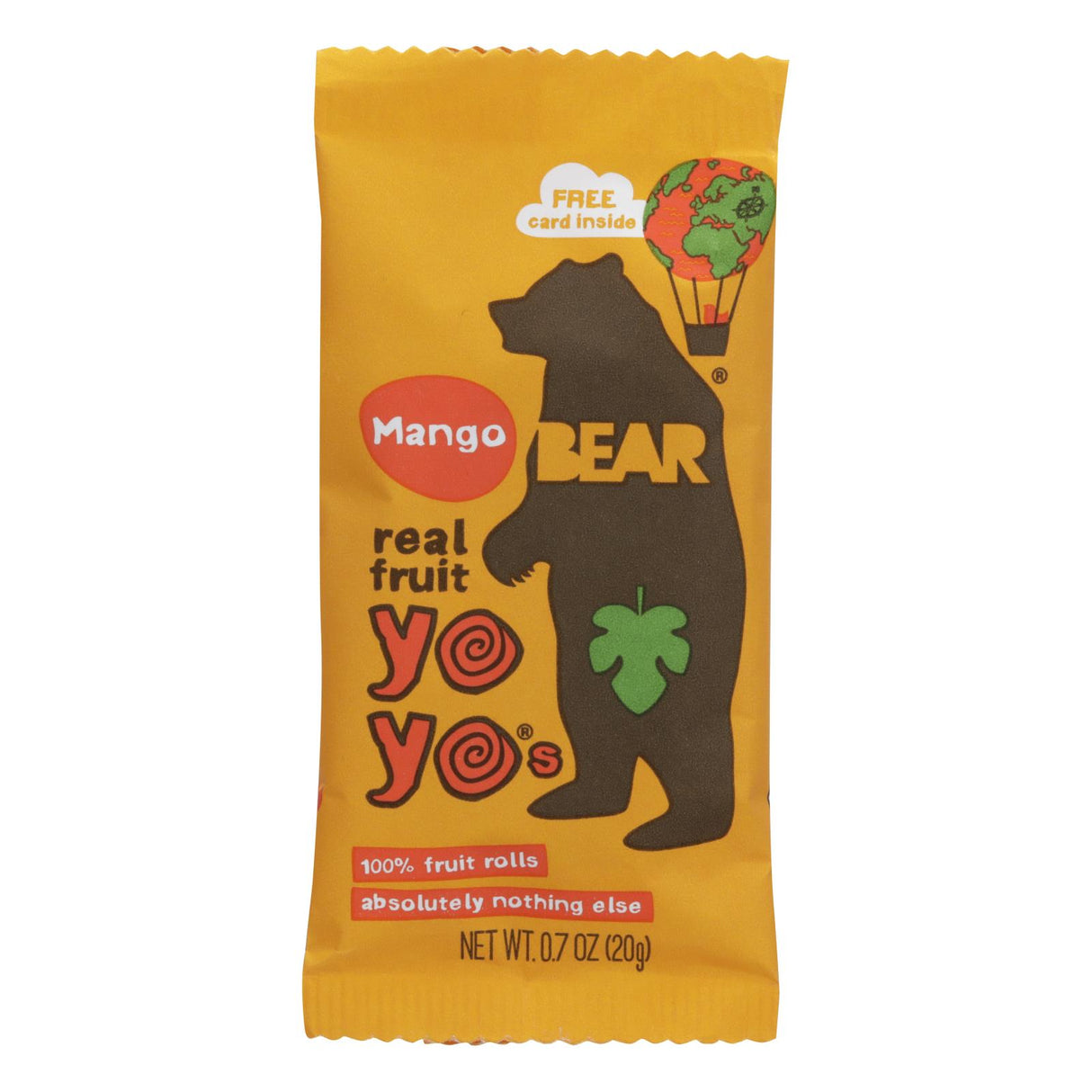 Bear Real Fruit Roll Yoyo - Naturally Sweet Mango Rolls for Kids - 6 Pack, 3.5 Oz. - Cozy Farm