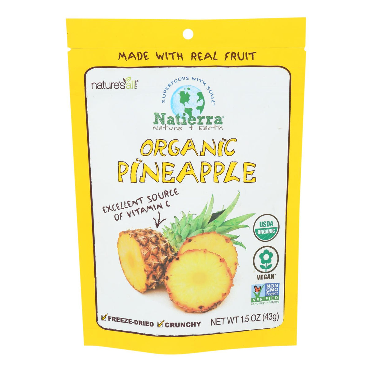 Natierra Freeze-Dried 1.5 Oz. Pineapple Slices (Pack of 12) - Cozy Farm