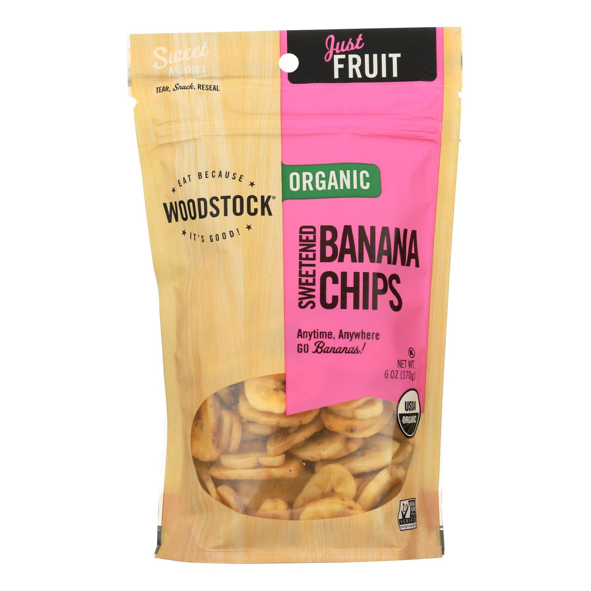 Woodstock Premium Organic Sweet Banana Chips (Pack of 8) - 6 Oz. - Cozy Farm