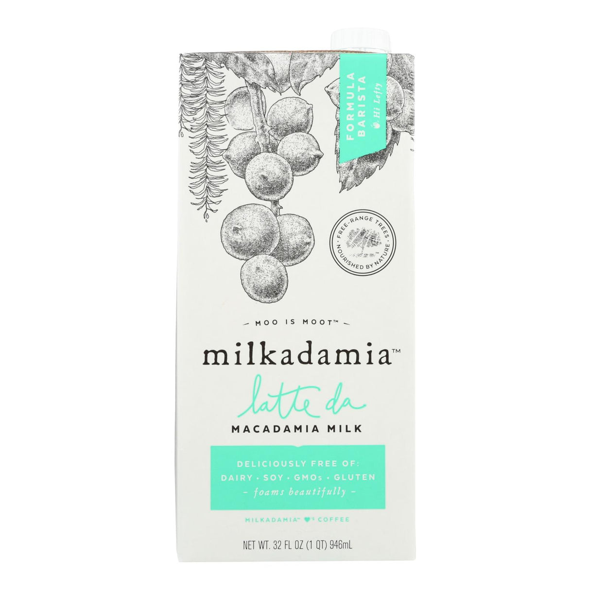 Milkadamia Latte Da Barista Macadamia Milk (Pack of 6 - 32 Fl. Oz.) - Cozy Farm