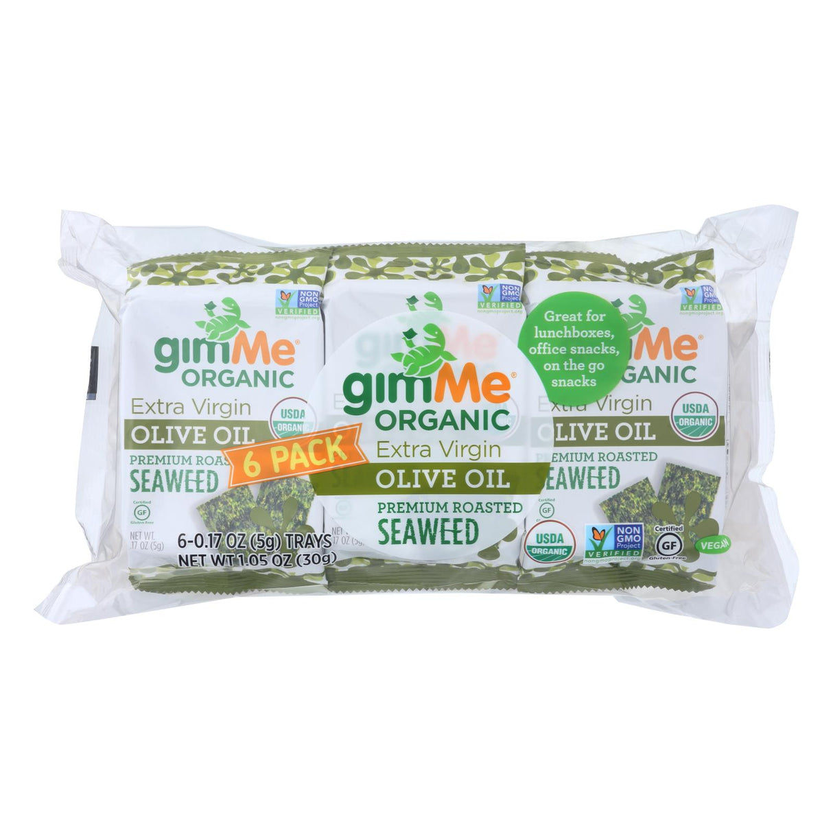 Gimme Seaweed Snacks - Extra Virgin Olive Oil (Pack of 8) - .17 Oz. Each - Cozy Farm