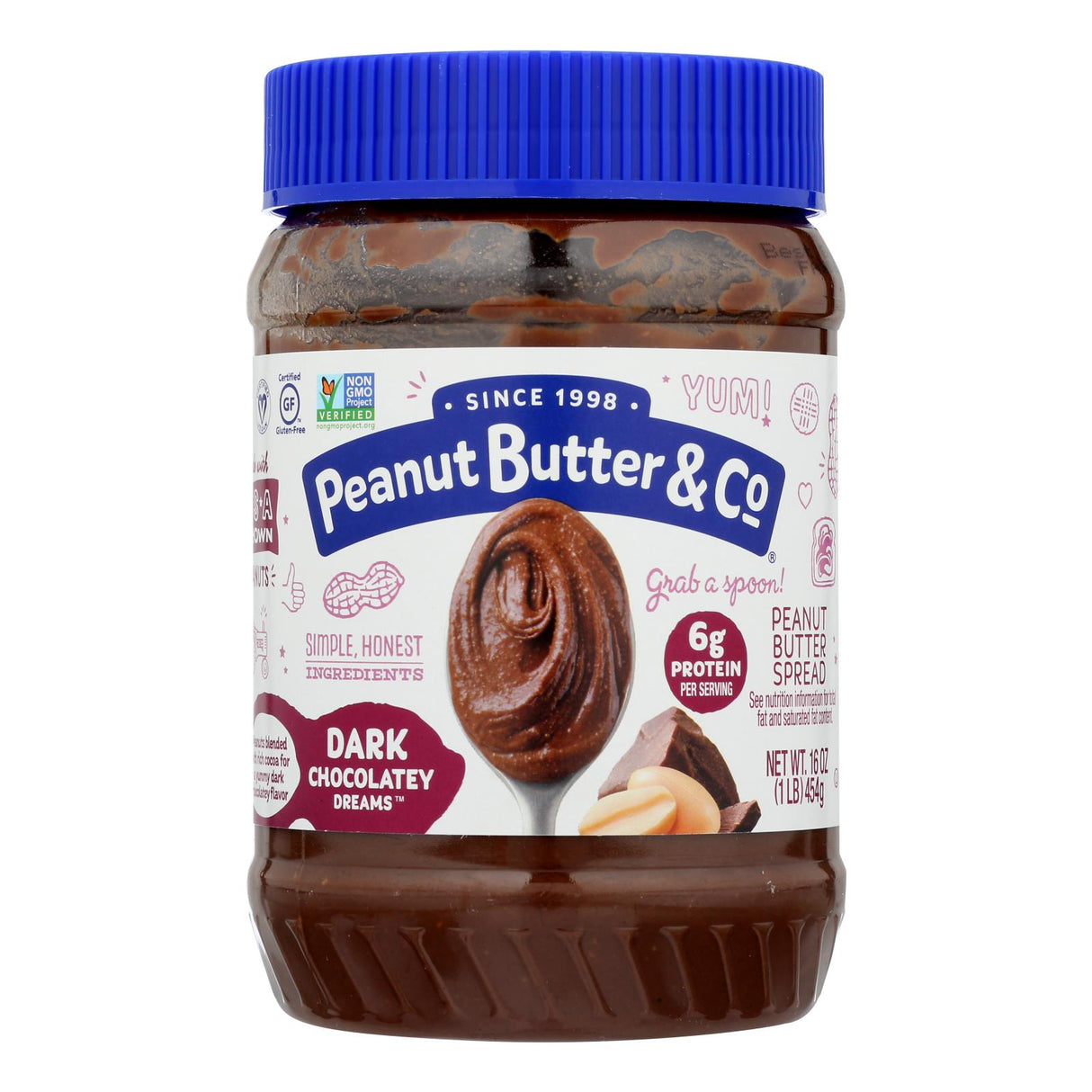 Peanut Butter & Co. Dark Chocolate Dreamy Peanut Butter Spread (Pack of 6 -16 Oz.) - Cozy Farm