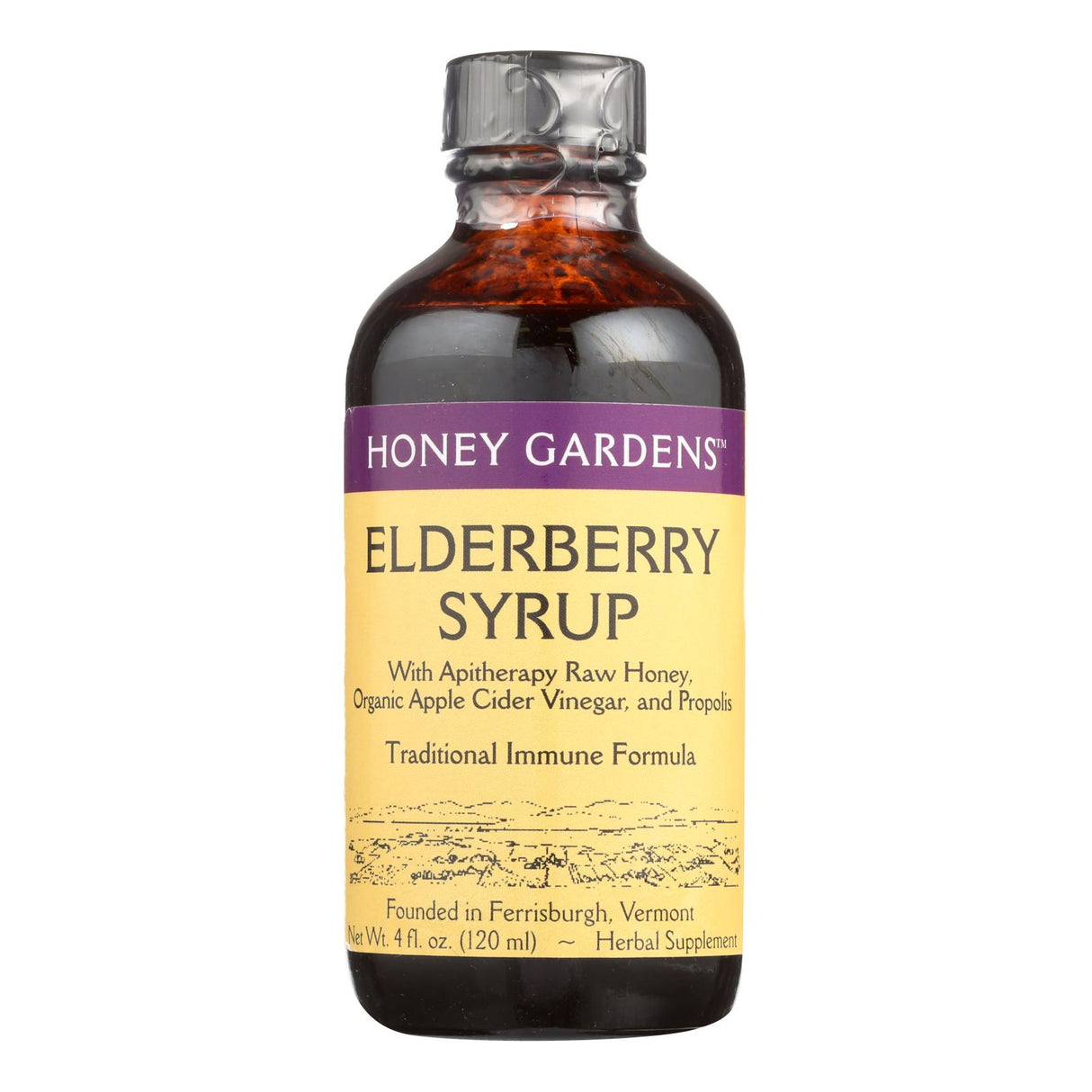Honey Gardens Apiaries Elderberry Syrup - Cough Support with Raw Honey, Propolis & Elderberries - 4 Oz - Cozy Farm