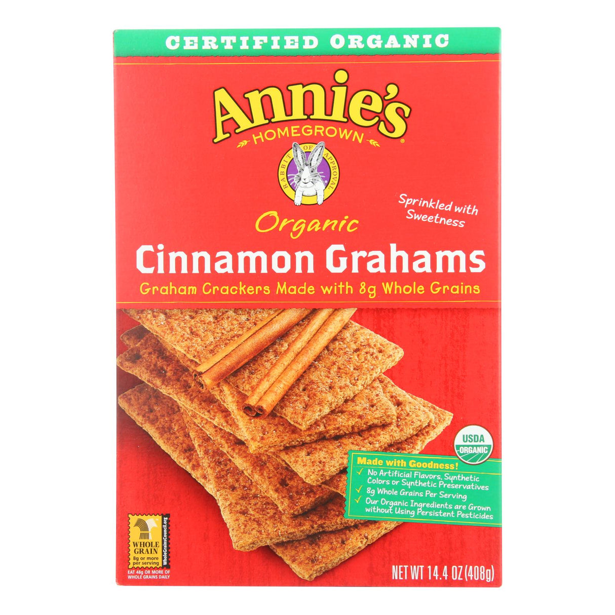 Annie's Homegrown Organic Cinnamon Graham Crackers, 14.4 Oz. (Pack of 12) - Cozy Farm