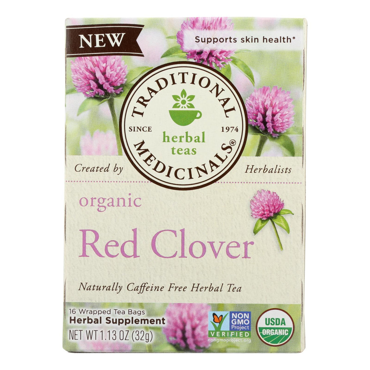Traditional Medicinals Red Clover Herb Tea (Pack of 6 - 16 Bags) - Cozy Farm