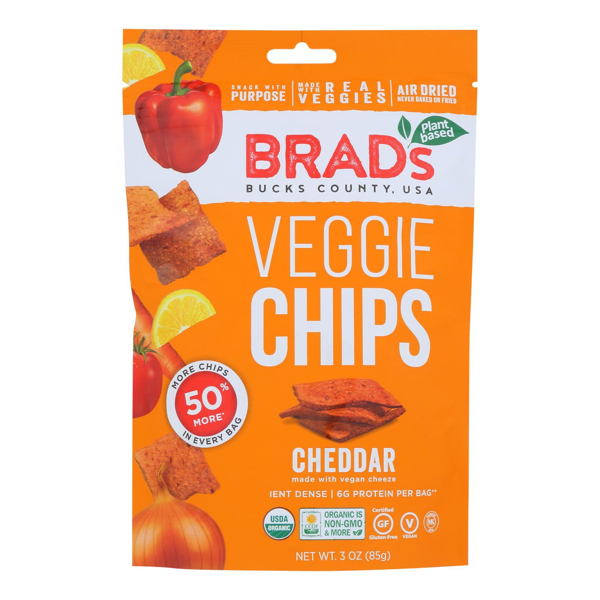 Brad's Plant-Based Raw Cheddar Cheese Chips (Pack of 12 - 3 Oz.) - Cozy Farm