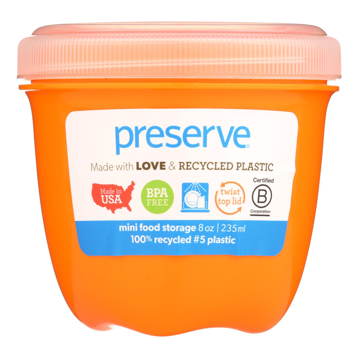 Preserve Round Mini Orange 8 Oz Food Storage Containers (Pack of 12) - Cozy Farm
