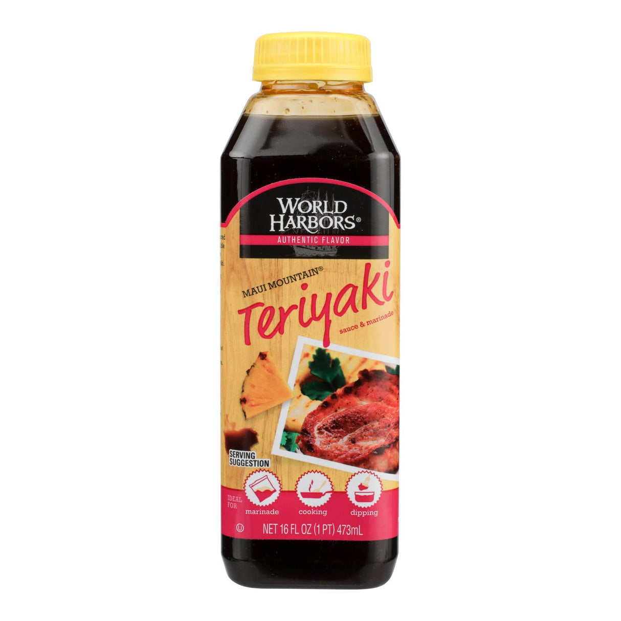 World Harbor Maui Mountain Teriyaki Marinade and Sauce - Pack of 6 (16 Fl Oz. Each) - Cozy Farm
