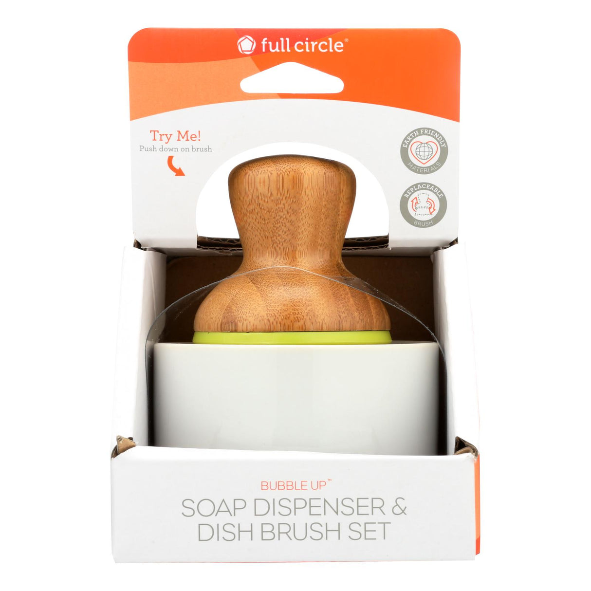 Full Circle Bubble Up Brush with Soap Dish - White (Pack of 4) - Cozy Farm