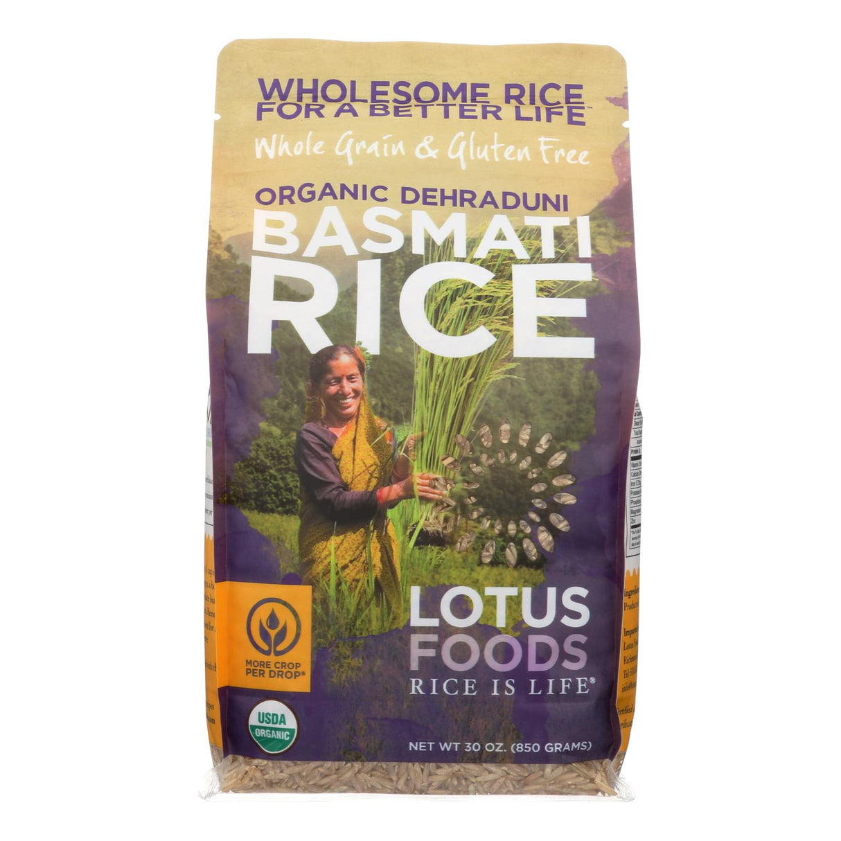 Lotus Foods Organic Whole Grain Brown Basmati Rice, 6 x 30 Oz. Packs - Cozy Farm