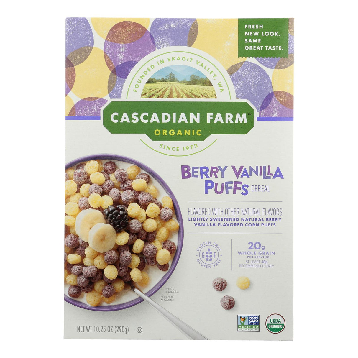 Cascadian Farm Organic Berry Vanilla Puff Cereal - 10.25 Oz (Pack of 12) - Cozy Farm