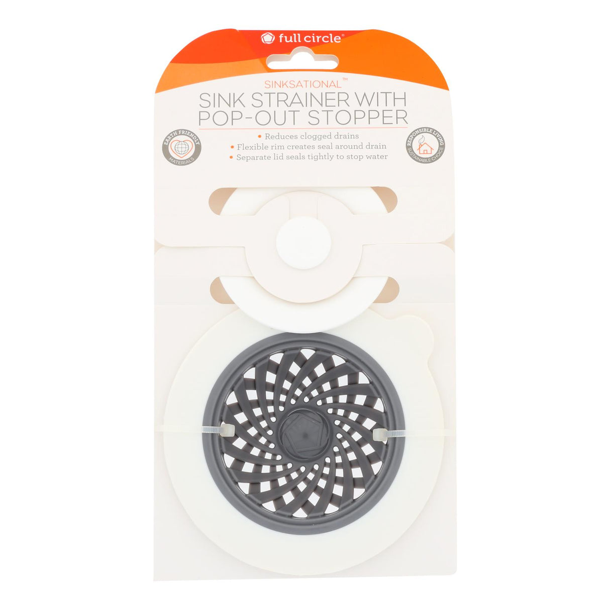 Full Circle Home SinkSational Sink Strainer - Pack of 6 (Gray with White Trim) - Cozy Farm