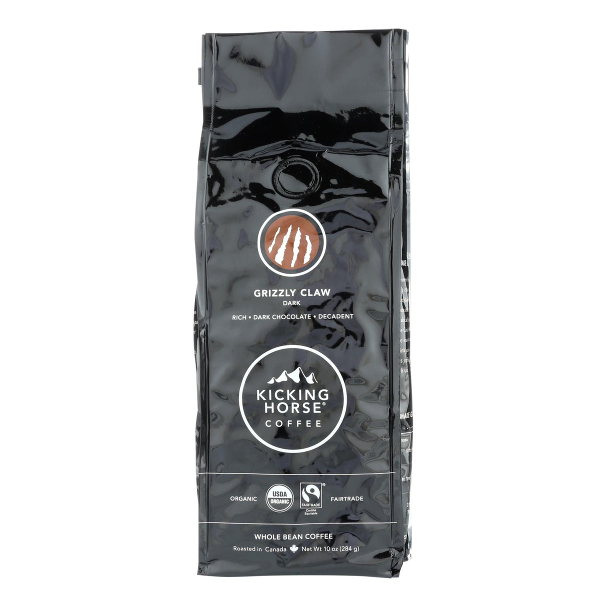 Kicking Horse Coffee Organic Whole Bean Grizzly Claw Dark Roast 10 oz Bag (Pack of 6) - Cozy Farm