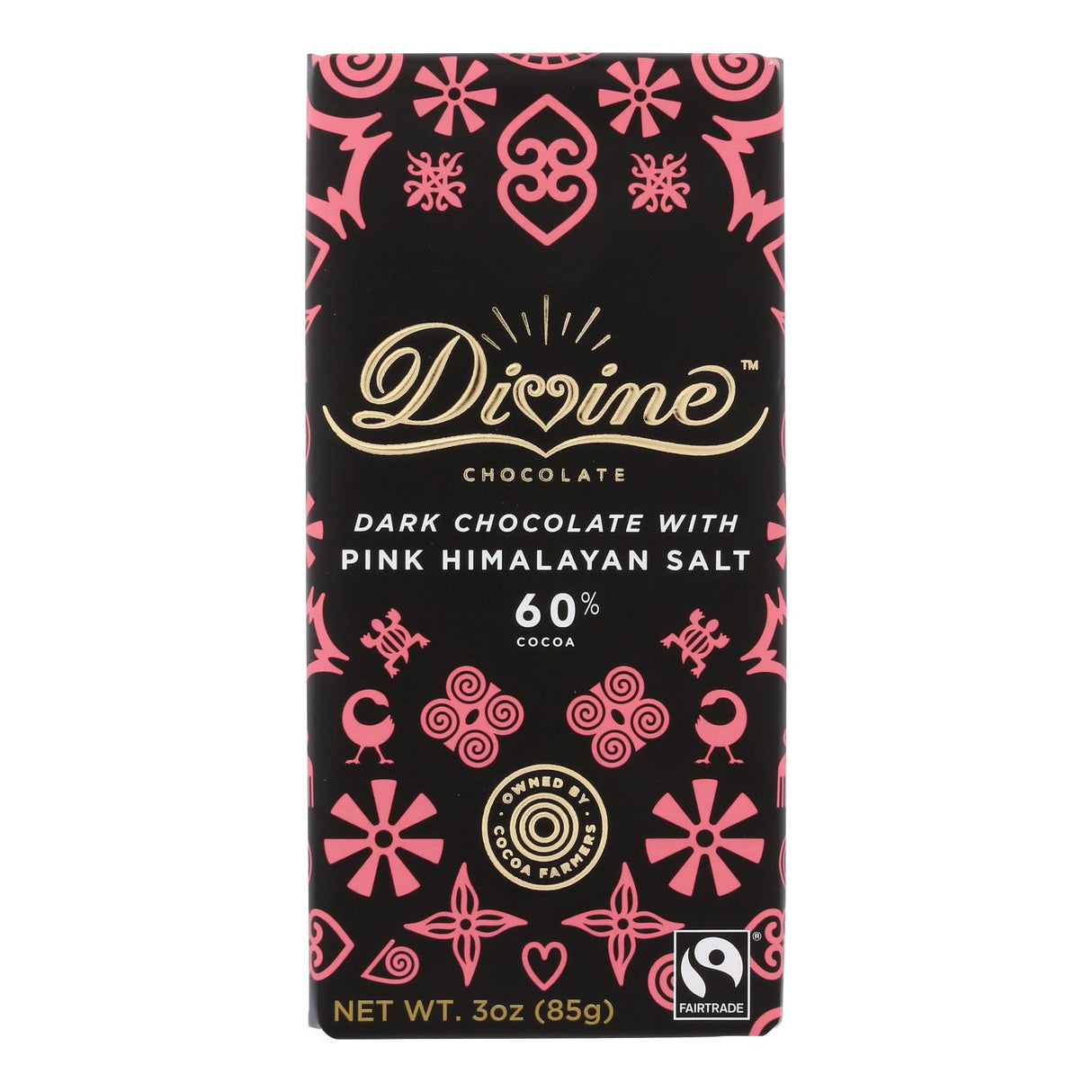 Divine Bar Dark Chocolate Pink Himalayan Salt (Pack of 12 - 3 Oz.) - Cozy Farm