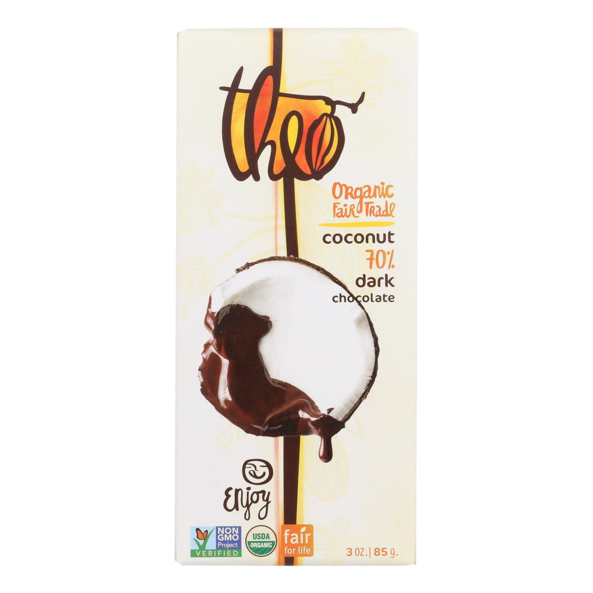 Organic Theo Dark Chocolate (Pack of 12) - 70% Cacao Coconut Bars, 3 Oz Each - Cozy Farm