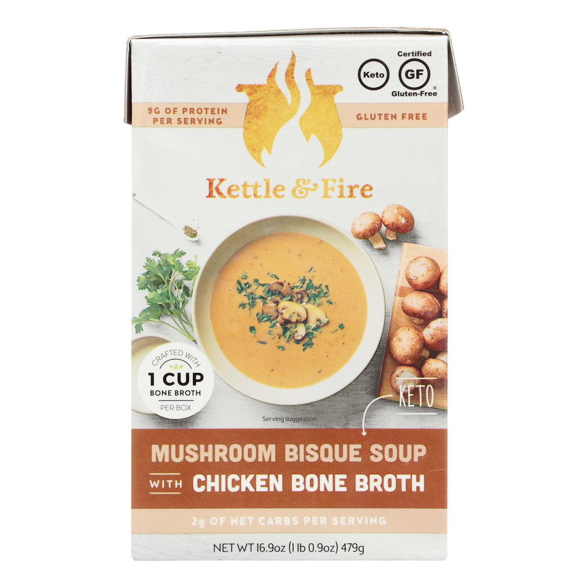 Kettle and Fire: Keto Mushroom Bisque Soup (Pack of 6 - 16.9 Oz.) - Cozy Farm