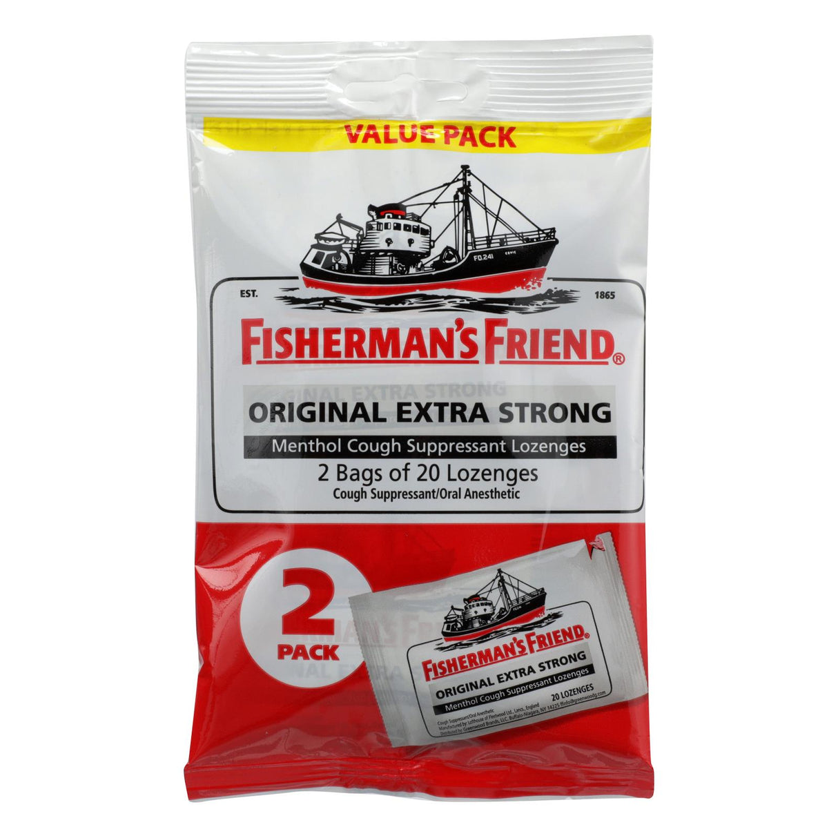 Fisherman's Friend Original Extra Strong Lozenges, 40 Lozenges per Pack (1 Case) - Cozy Farm