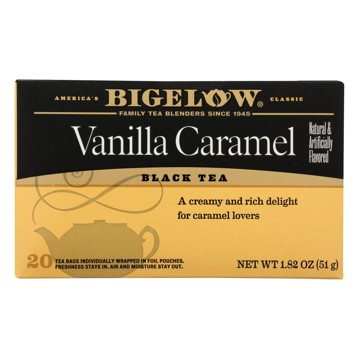 Bigelow Vanilla Caramel Black Tea, Pack of 6 (20 Tea Bags) - Cozy Farm