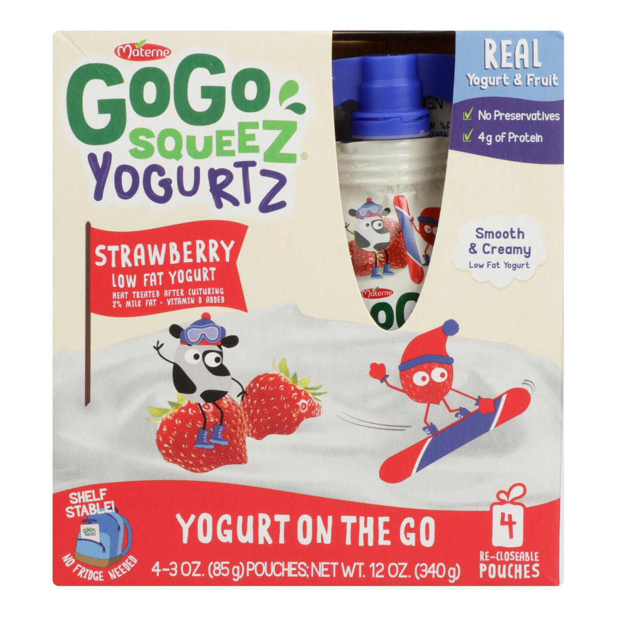 Gogo Squeez Yogurtz: Low-Fat, On-the-Go Yogurt Pouches (12 Pack, 4/3 oz) - Cozy Farm