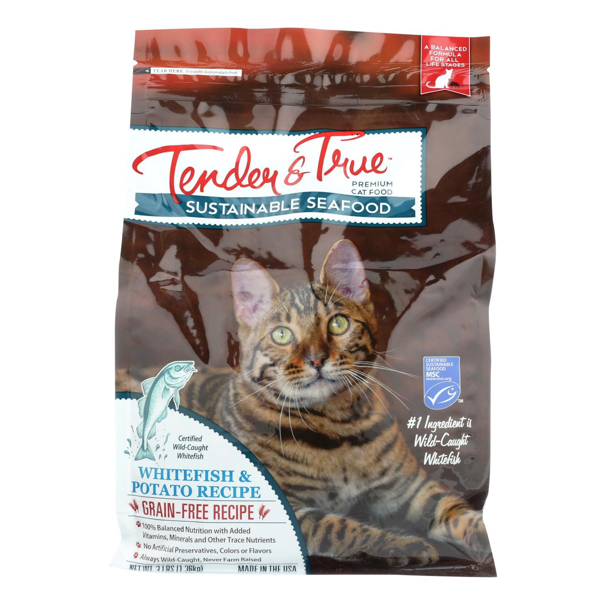 Tender & True Ocean Whitefish & Potato Cat Food for Senior Cats (Pack of 6 - 3 lb.) - Cozy Farm