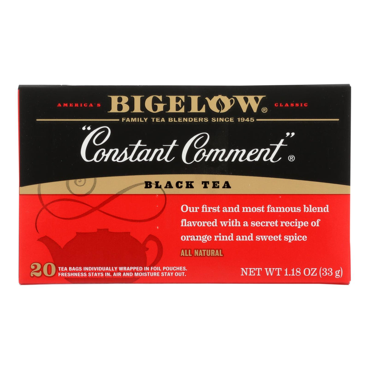 Bigelow Tea Constant Comment Black Tea, Premium Blend, 20 Tea Bags (Pack of 6) - Cozy Farm