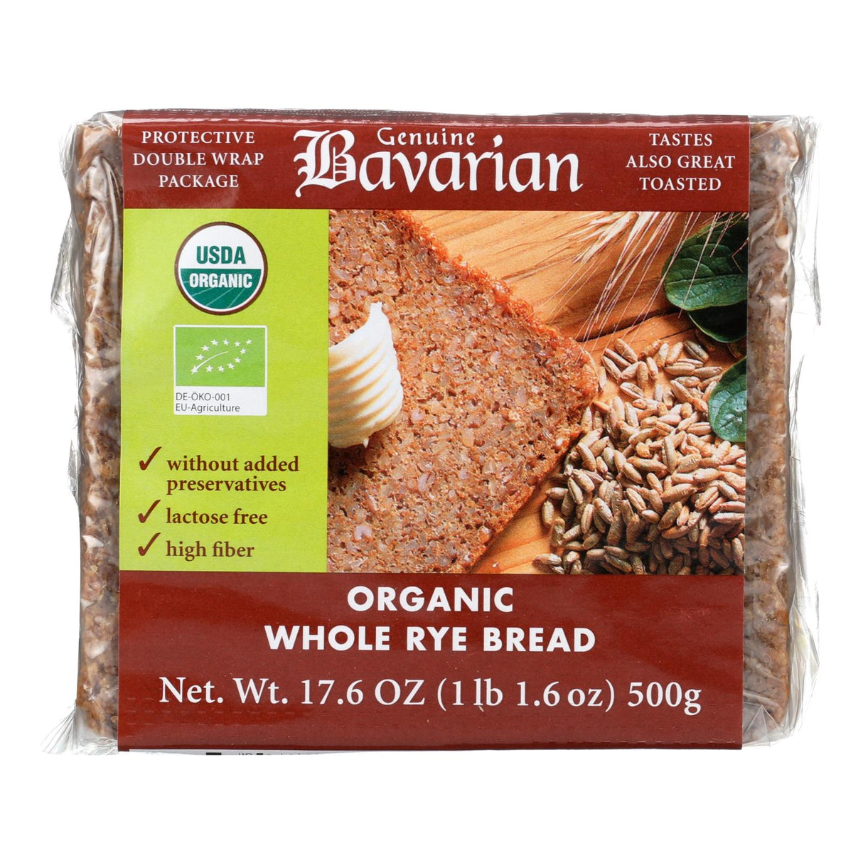 Genuine Bavarian Organic Whole Rye Bread, 6 Pack, 17.6 Oz. - Cozy Farm