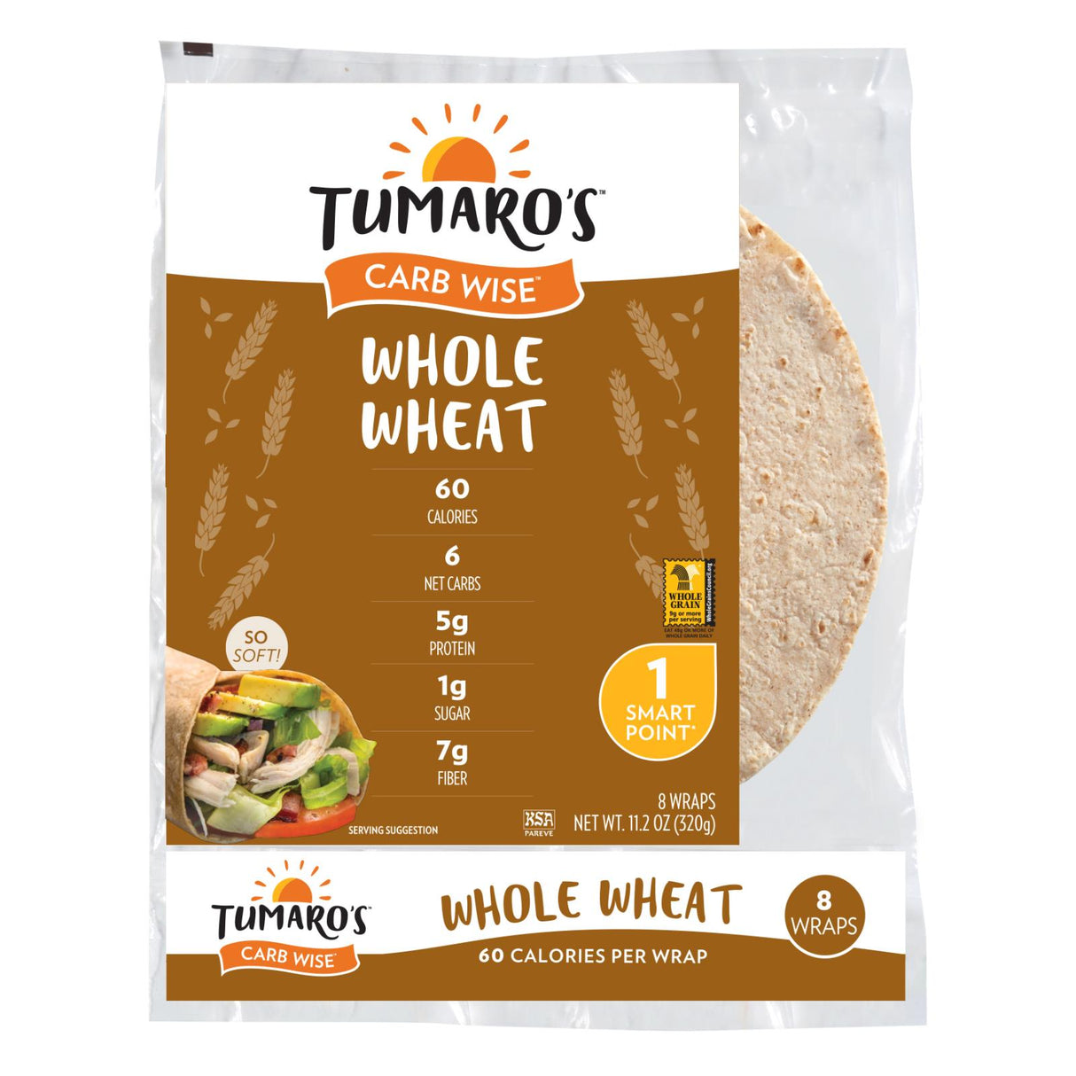 Tumaro's Carb Wise Whole Wheat Wraps, 8-Inch (Pack of 6) - Cozy Farm