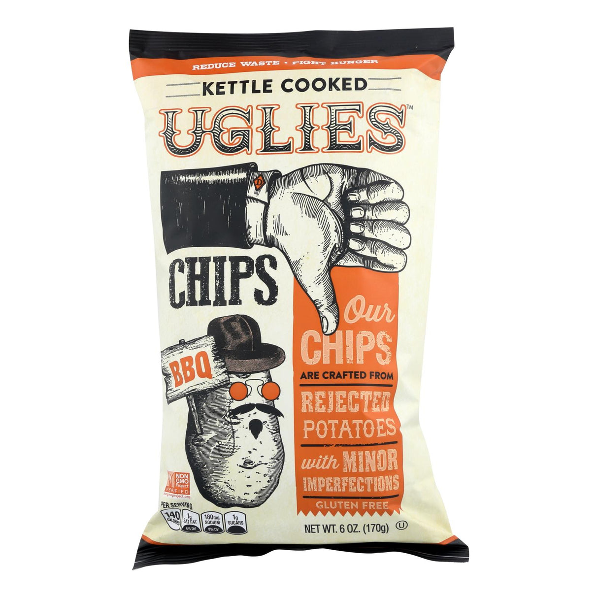 Uglies BBQ Kettle Flavored Potato Chips, Pack of 12 (6 Oz. Each) - Cozy Farm