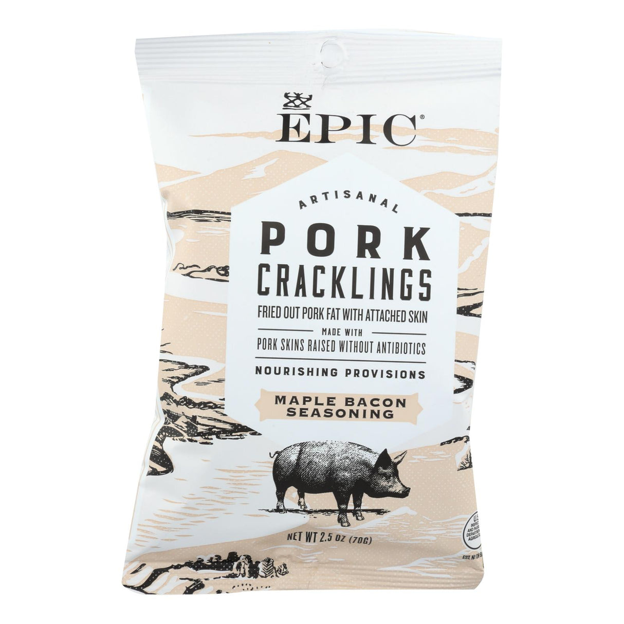 Epic Pork Crackling Maple Bacon Seasoned, 2.5 Oz. (Pack of 12) - Cozy Farm