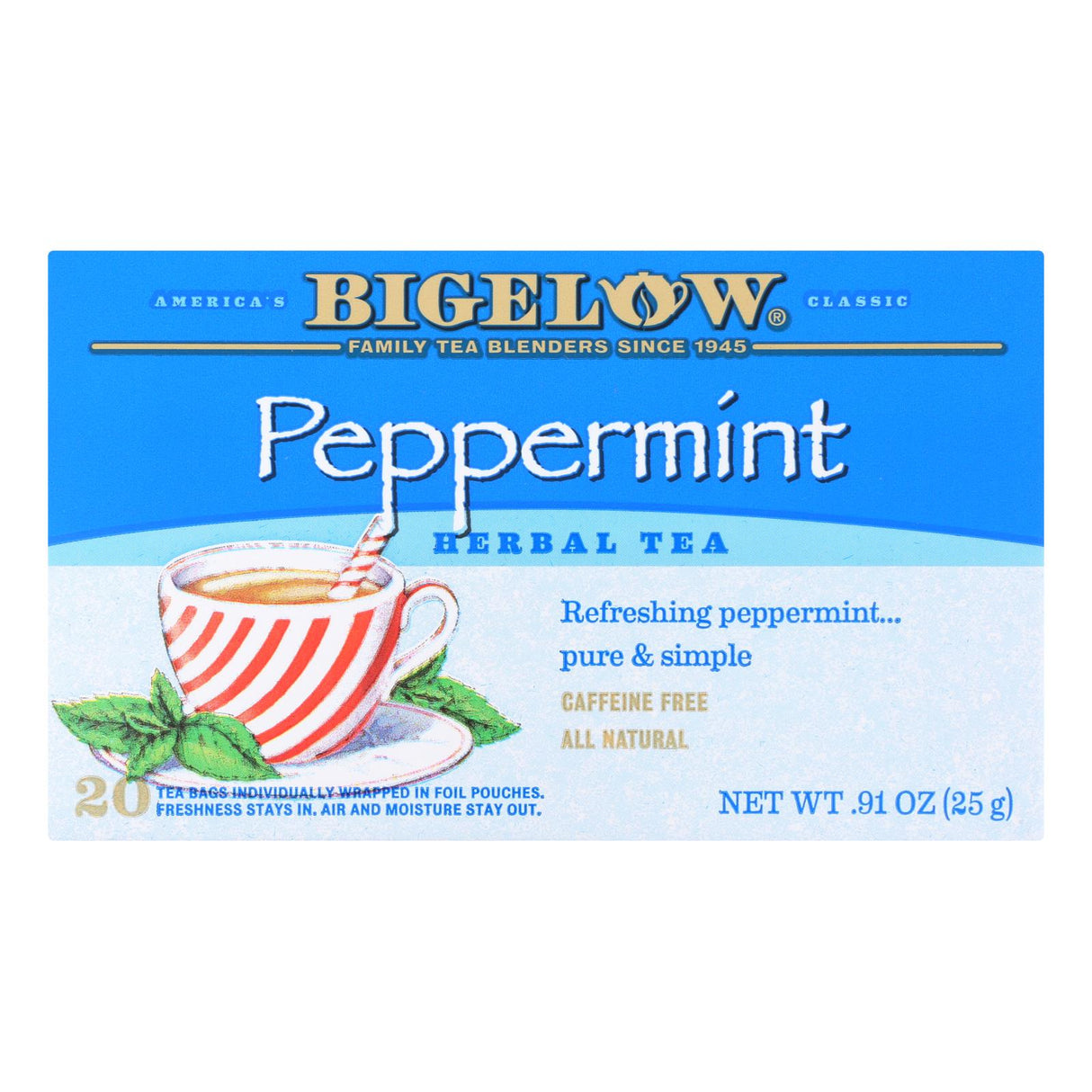 Bigelow Purely Peppermint Tea - Pack of 6 - 20 Tea Bags - Cozy Farm
